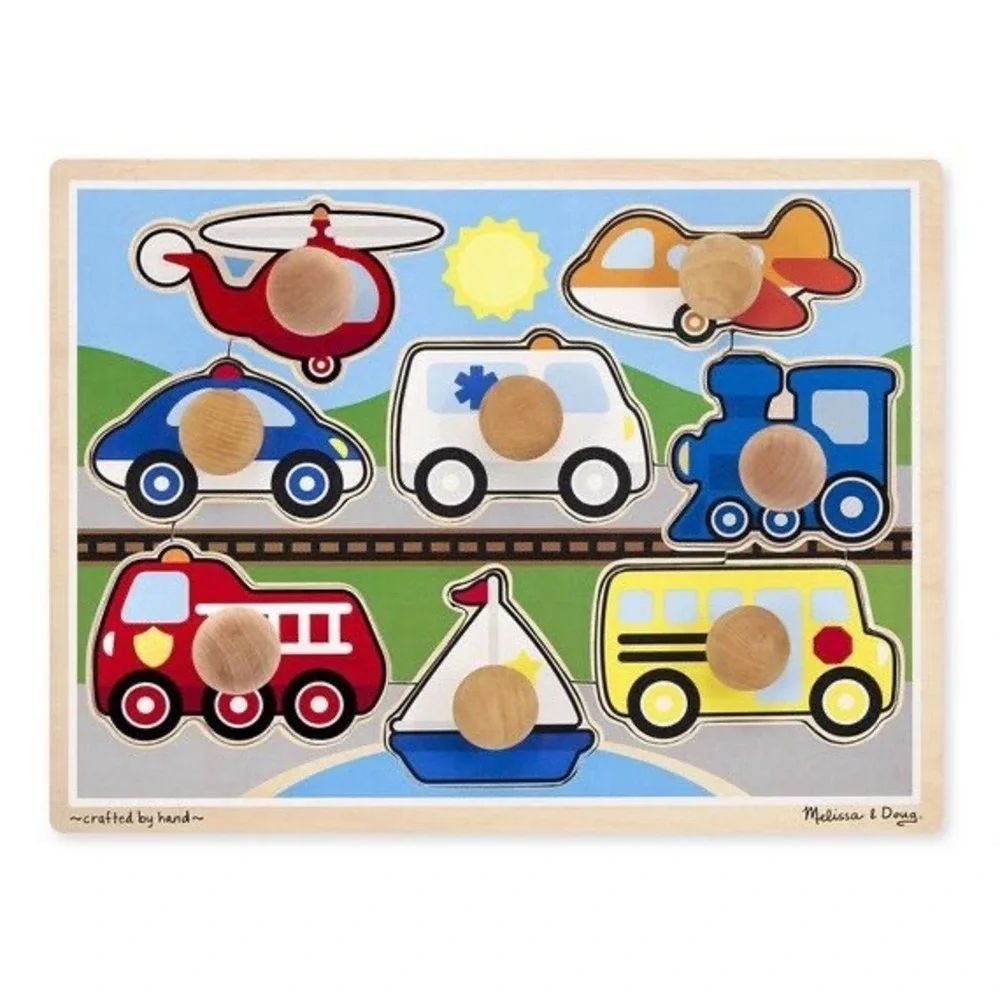 Melissa and Doug Jumbo Knob Puzzle Vehicle Shapes & Colors Ages 1+‎